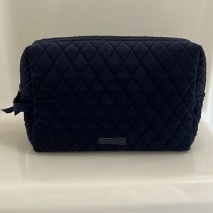Vera Bradley quilted navy medium cosmetic pouch